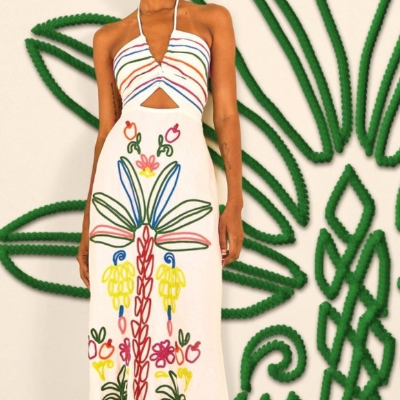 FARM Rio Colorful Embroidered Maxi Dress - Picture 2 of 11